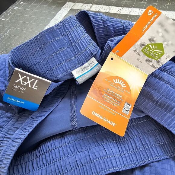 Columbia Omni-Shade Active Fit Skort Women XXL Blue Golf Gym Jupe Short UPF 50 - Picture 10 of 11